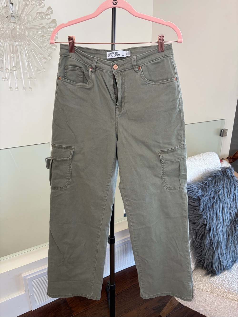 Vero Moda Olive Green Straight-Leg Cargo Pants